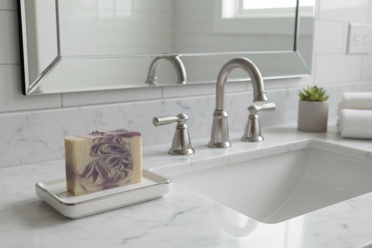 soap in a bathroom by the sink